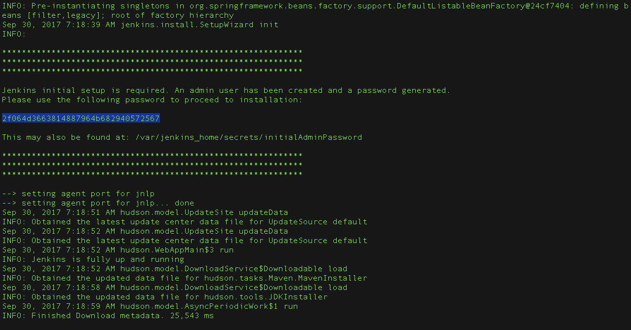 Copying initial admin password